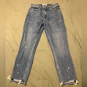 Abercrombie & Fitch Curve Love Skinny High Rise Distressed Straight Leg Jeans 28